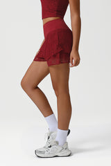 Women Lace Double Layer Anti-Slip Sport Shorts