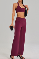 Women's Two-Piece Set:U-Neck Bra And Flare Pants