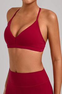 Women's Athletic Triangle Cup Adjustable Open-Back Bra