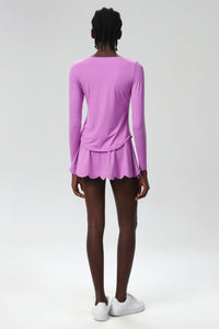 Women Plus-Size Sun Protection Slim-Fit Long Sleeve & Waist-Flutter Skort Sport Set