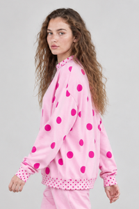 Women's Fall Color Block Polka Dot Mockneck Sweatshirt