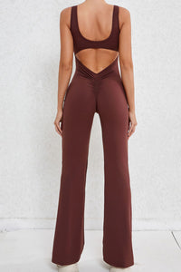 Women Hollow Out Back Micro Peach Hip Lift Sports Fitness Yoga Bodysuit