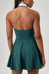 Women's Color-Block Polo-Collar Cut-Out Back Tennis Dress