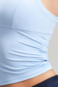 Women Fixed-Cup Ruching Quick-Dry Workout Sports Bra