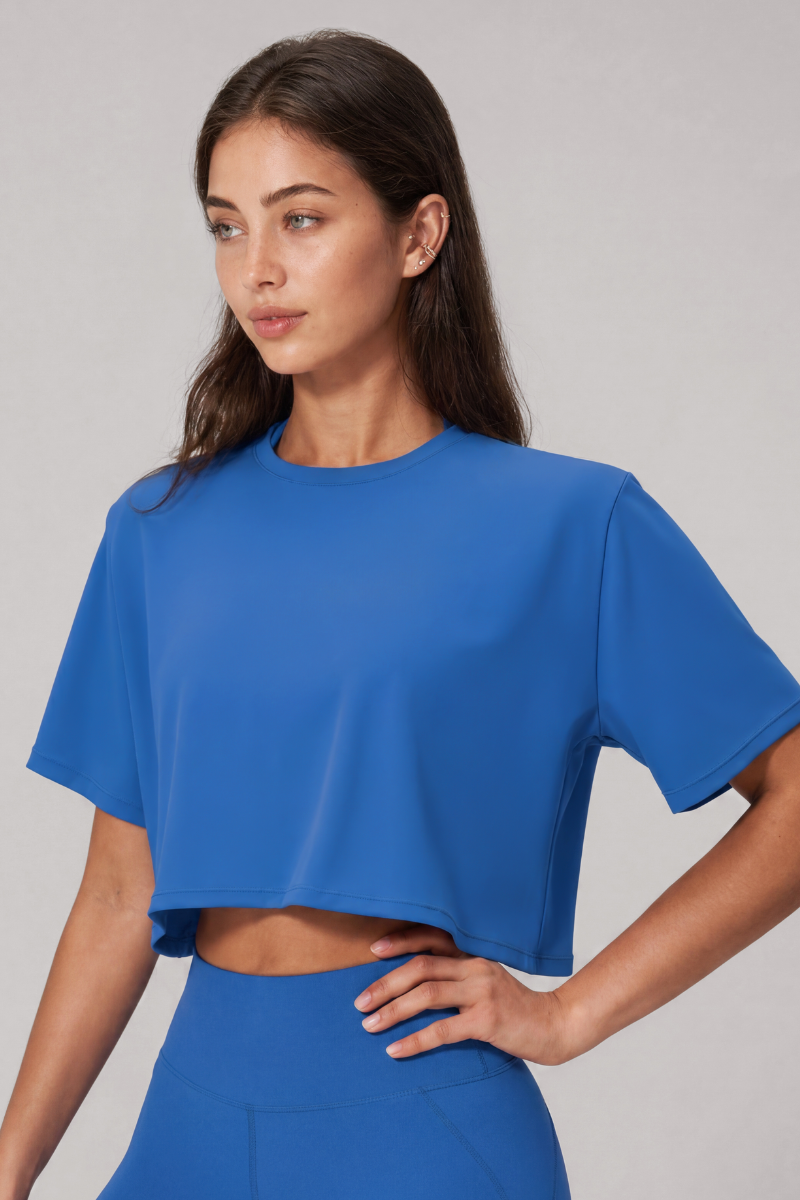 Women's Loose Fit Cropped Workout Short Sleeve T Shirt