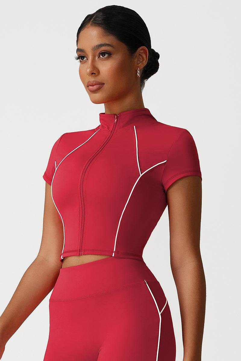 Women Slim Fit Stand Collar Athletic Jacket