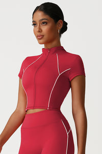 Women Slim Fit Stand Collar Athletic Jacket