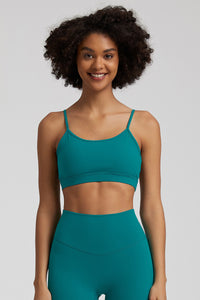 Solid Color Back Cut-Out Sports Bra