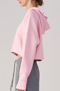 Women's Fall/Winter Drawstring Cropped Finger Cuffs Hoodie