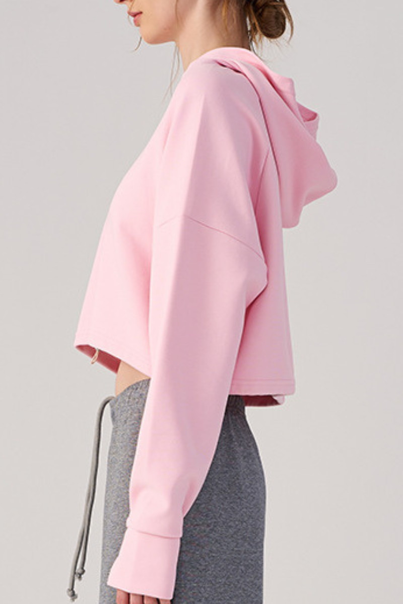 Women's Fall/Winter Drawstring Cropped Finger Cuffs Hoodie
