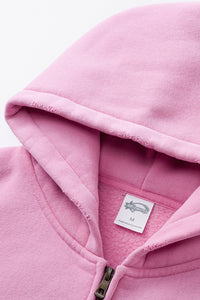 Unisex Fleece Boxy Zip Hoodie: Short Fit Wax Wash Retro Design