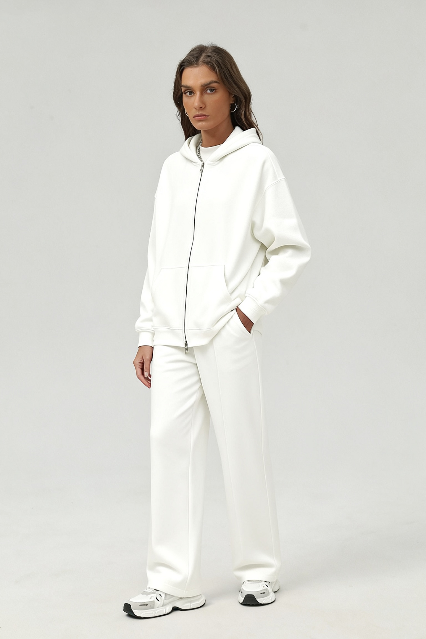 Unisex Heavyweight Fleece Retro Zip Hoodie Set
