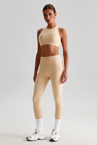 Women Brushed Cross-Back Slim-Fit Yoga Set: High-Waisted Butt-Lifting Outdoor Running Leggings + Round Neck Sports Bra