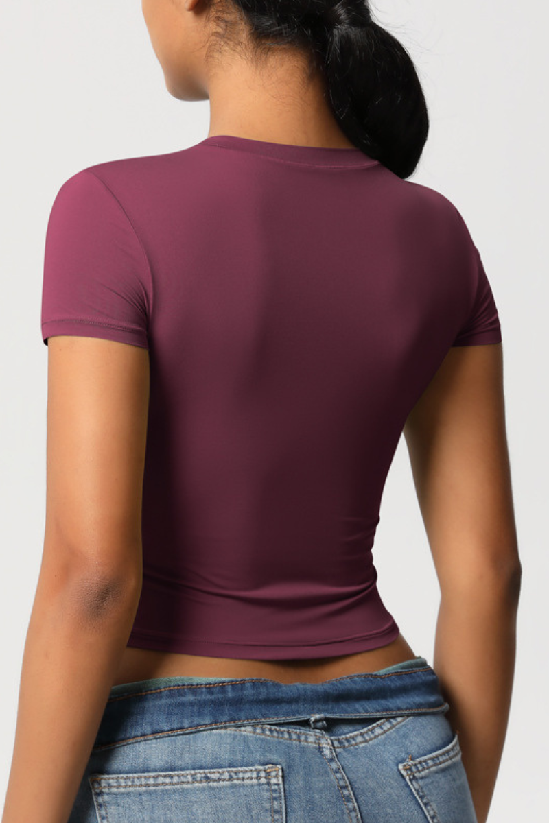 Women's Cropped Solid Round-necked T-shirt