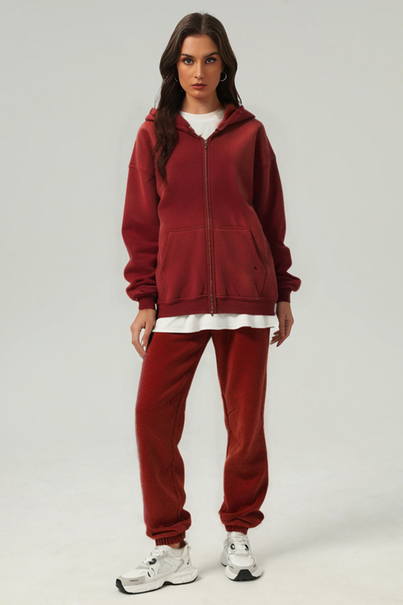 Unisex Fleece Zip-Up Hoodie Set: Pullover + Sweatpants