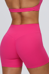 Women's No Front Seam Pleated Buttocks Lift Workout Shorts