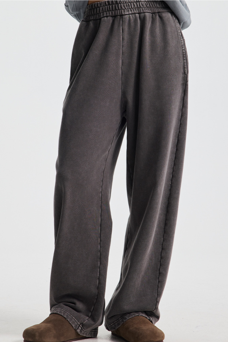 Wax-dyed, water-washable, distressed long pants