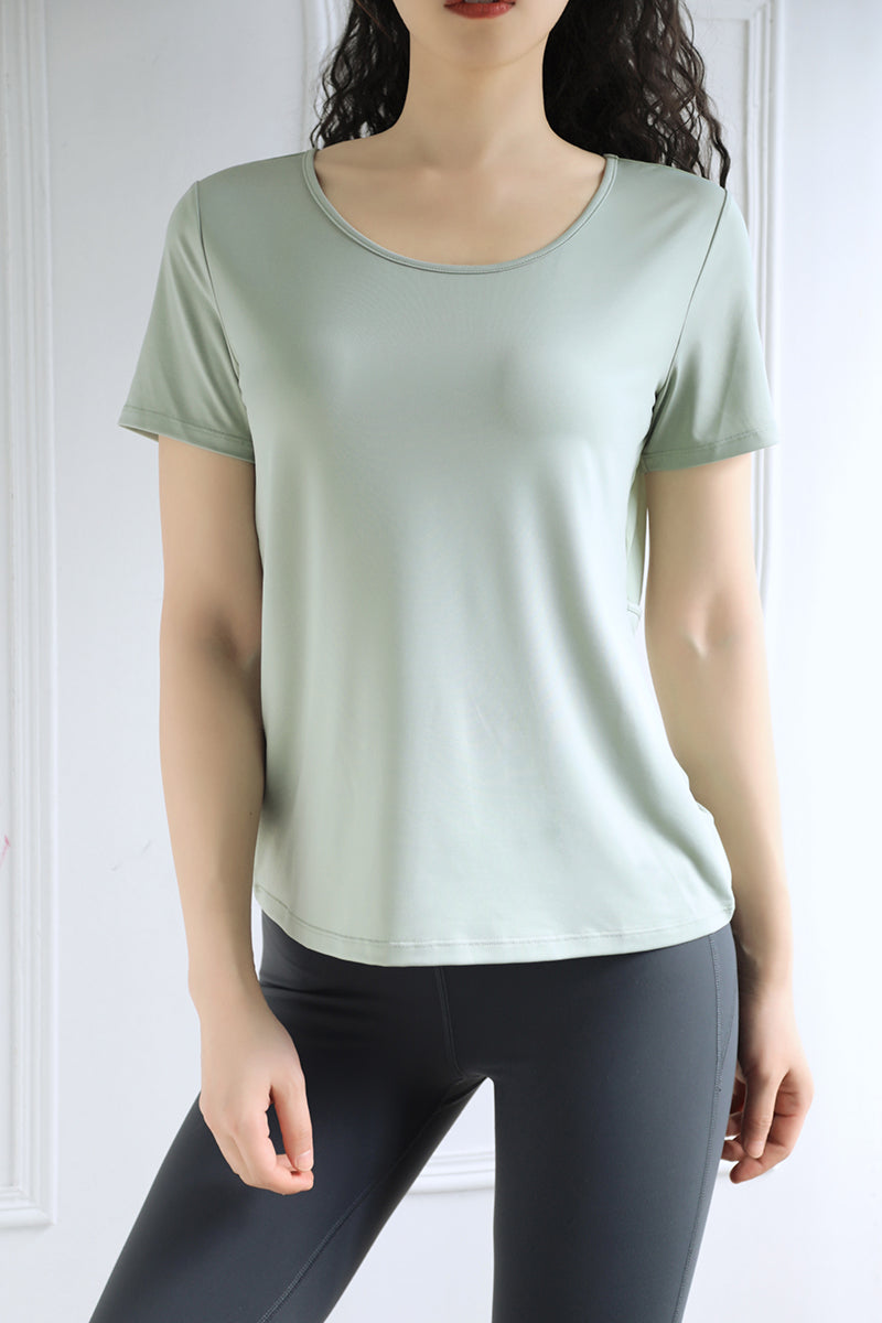 Loose Fit Quick Dry Yarn Patchwork Yoga Wear Top