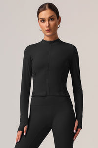 Women Zipper Pocket Running Jacket