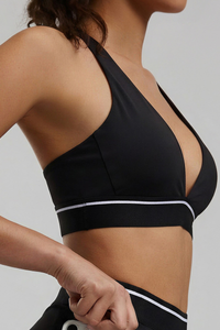 Women's Deep‑V Halter Crisscross Back Sports Yoga Bra