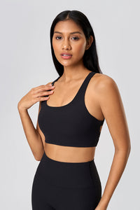 Women High-Elasticity Semi-Fixed Cross-Back Breathable Yoga Fitness Sports Bra