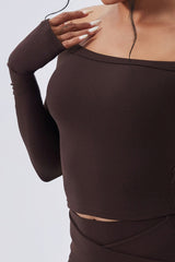 Women Off-Shoulder Sculpting Fitness Long Sleeves