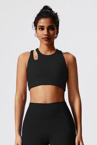 Women Eco-Friendly Recycled Fabric Outer Cross Back Hollow Sexy With Bra Pads Fitness Yoga Sports Bra