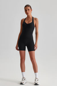 Women Solid Naked Sensation Yoga Set: High-Waisted Sculpting Shorts + Crisscross Back Support Bra