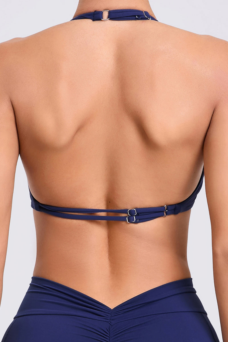 Women Double Adjustable Clasp Hanging Neck Beauty Back Fastening Quick Drying Sports Fitness Yoga Bra
