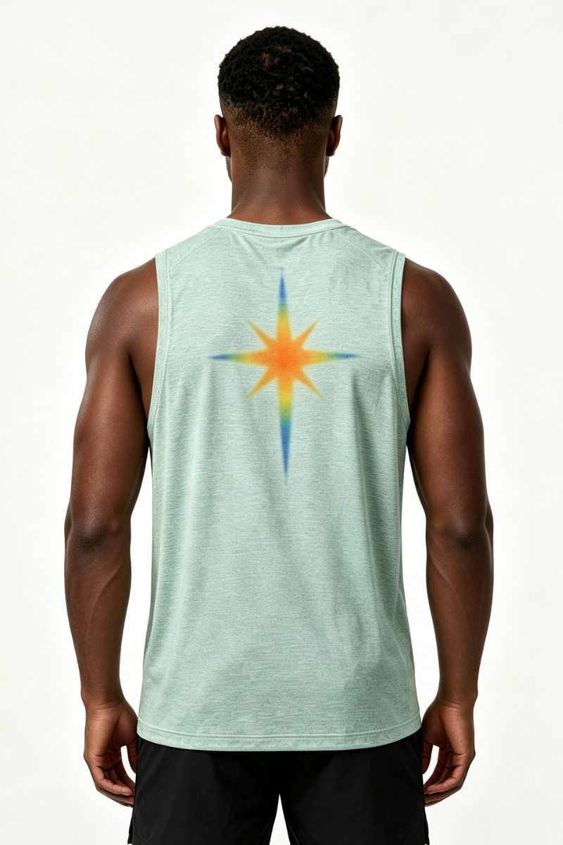 Men's Raglan Crew Neck Printed Quick Dry Athletic Tank Top