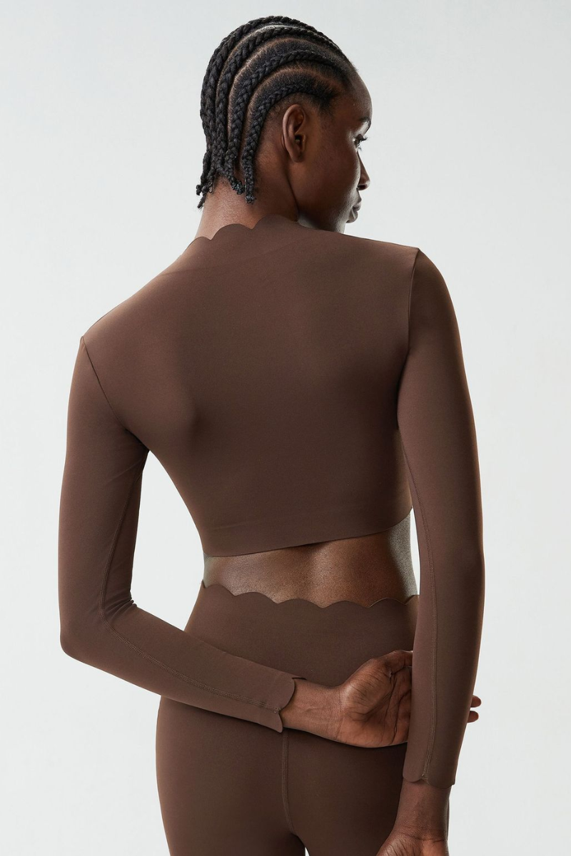 Women's Petal Cap Sleeve Long Sleeve Crop Top