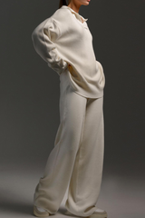 Polo-style knitted pullover shirt with long pants