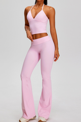 Women's Sets:Halter Tank Top And Pleated Flare Pants