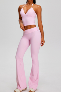 Women's Sets:Halter Tank Top And Pleated Flare Pants