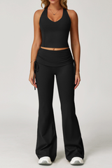 Women's Yoga Tank Top and Flared Pants Two-Piece Set