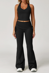 Women's Yoga Tank Top and Flared Pants Two-Piece Set