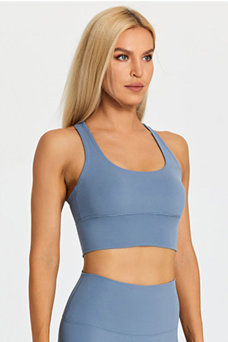 Detachable Chest Pad Cross-Back Sports Bra