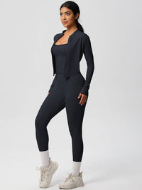 Women Activewear Set:Slim Fit Sports Bra+Zip Jacket+Leggings