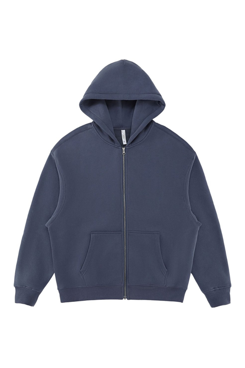 Unisex Fall 350G  Fleece Zip Up Relaxed  Solid Jacket