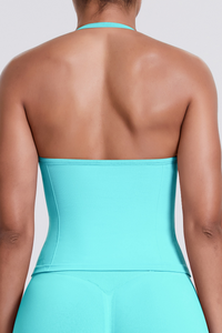 Knit Halter Sports Bra - Seamless Breathable Yoga & Workout Top