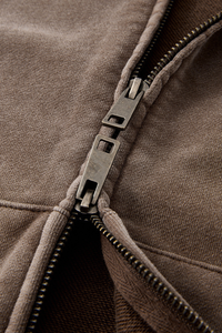Men's Fall 100% Cotton Retro Boxy Two-Way Zip Hooded Jacket