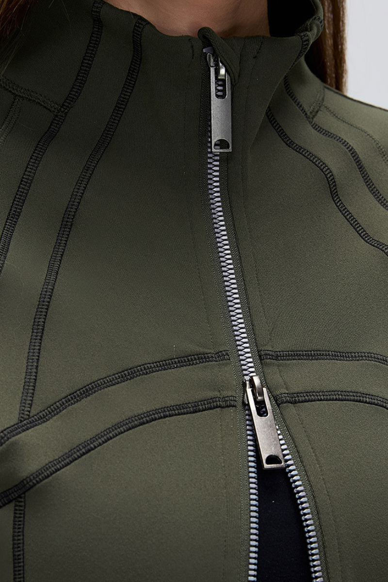 Women's Sports Set:Stand Collar Jacket And Straight Leg Pant