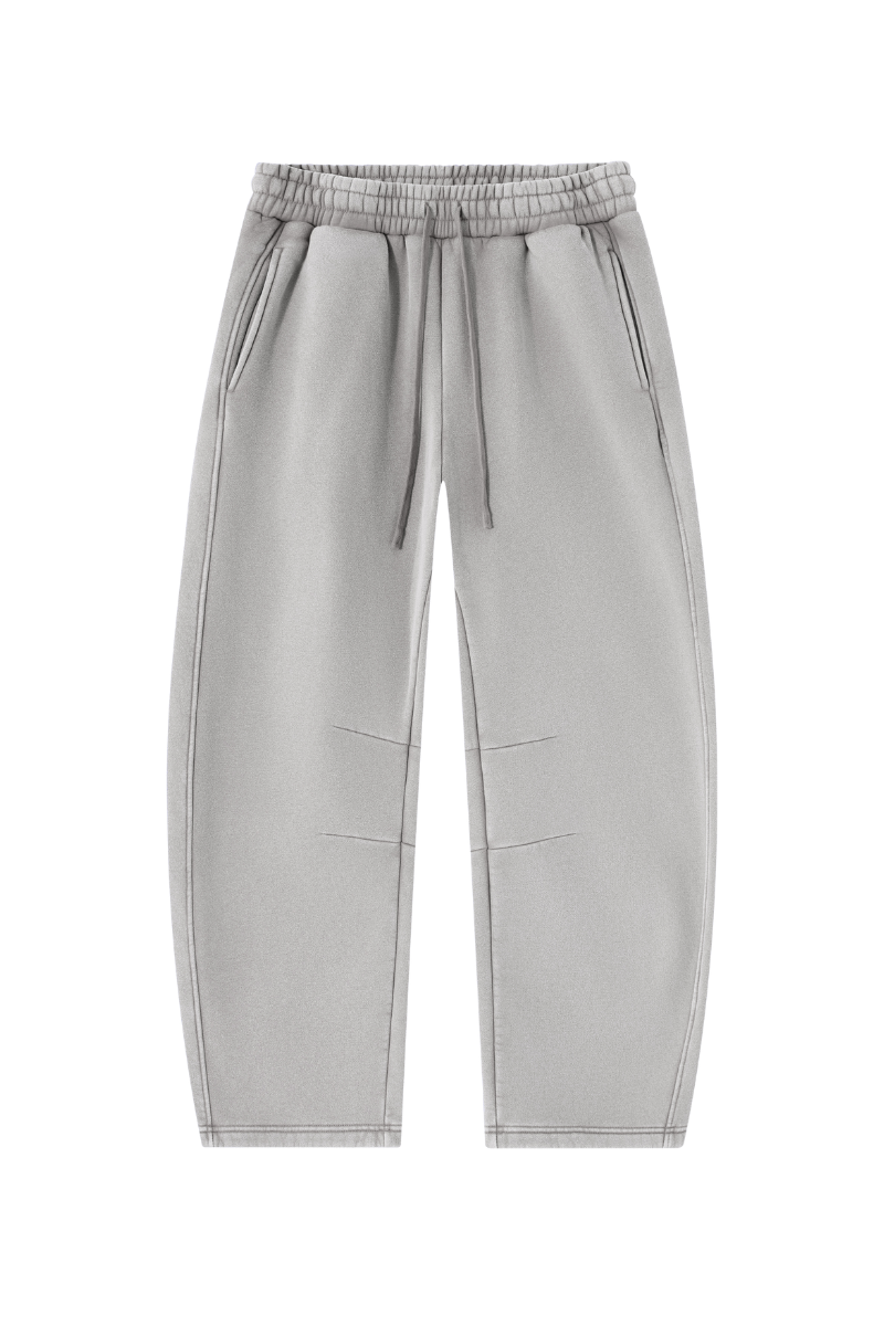 Unisex Fall Fleece Elastic Waist Curved Wide Leg Sweatpants