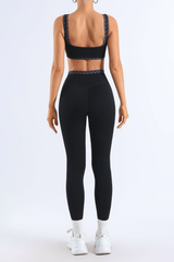Women's Polka Dot Wide Strap Bra & High Rise Leggings Set
