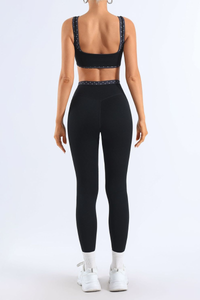Women's Polka Dot Wide Strap Bra & High Rise Leggings Set