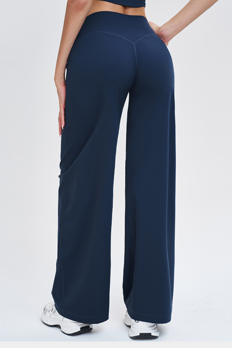 Women's High Waist V-Seam Butt Lifting Draped Wide Leg Pants