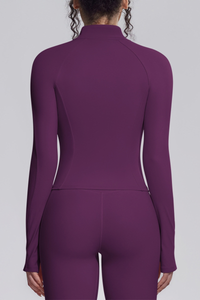Women's Stand Collar Full Zip Slim Fit Workout Yoga Jacket