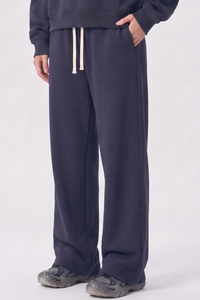 Unisex Fall Drawstring Side Pocket Wide Leg Sweatpants