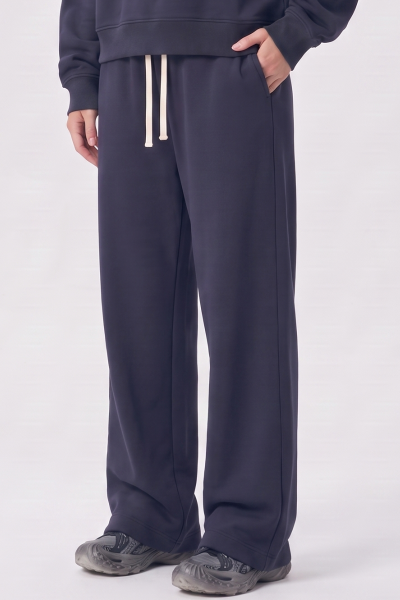 Unisex Fall Drawstring Side Pocket Wide Leg Sweatpants