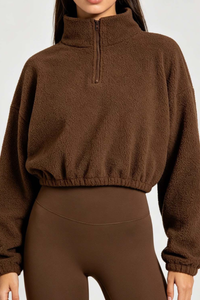 Women's Cropped Half Zip Fleece Top